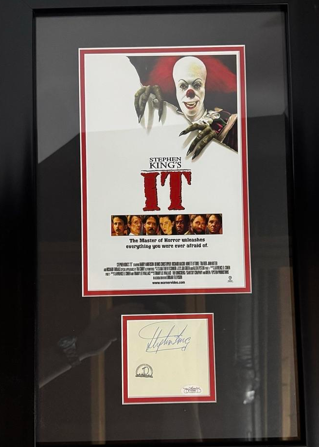 Stephen King Cusom Cut Signed & Framed Movie Poster (IT) - JSA COA